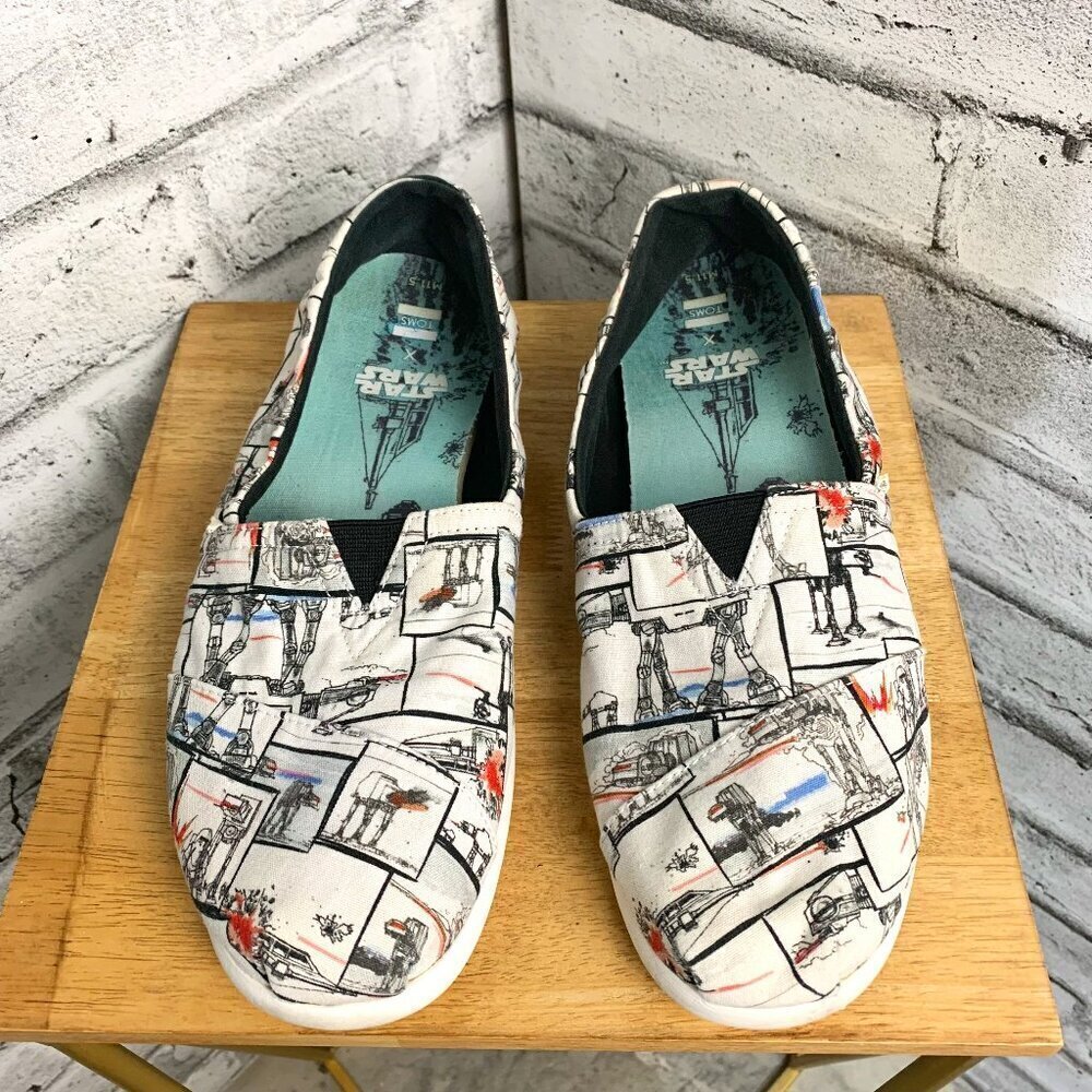 Toms Star Wars Print Canvas Slip-On Sneakers Casual Shoes Loafers